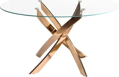 Produktbild von Runder Esstisch aus gehärtetem Glas und rosa Stahl 1169-Ø110