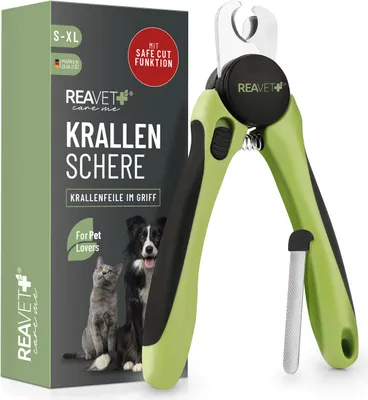 Produktbild von REAVET Krallenschere S-XL mit Safe Cut & Krallenfeile - Für Hunde & Katzen