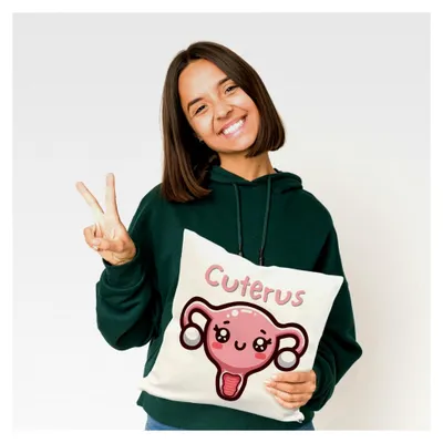 Produktbild von Kawaii Kissen Gebärmutter mit Spruch Cuterus