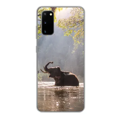Produktbild von MuchoWow® Handyhülle Schutzhülle Hülle für Samsung Galaxy S20 Elefant - Wasser - Tiere - Bäume - Sonne Silikon Softcase Handy Hülle - Bild