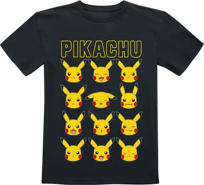 Produktbild von Pokémon T-Shirt Uni Kids - Pikachu Gesichter schwarz 116