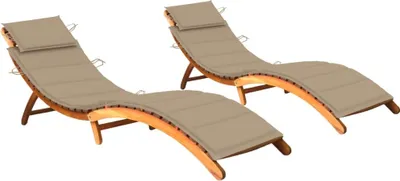 Produktbild von Sonnenliegen 2 Stk. mit Auflagen Massivholz Akazie