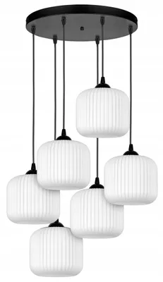 Imagen del producto de Lámpara de techo FKL DESIGN, modelo N898 (ER6), con portalámparas E27 y pantalla esférica de vidrio blanco