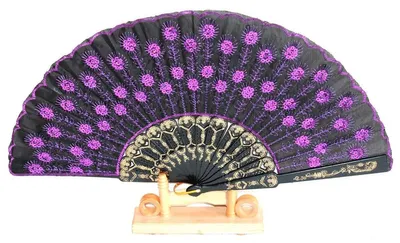 Produktbild von 063, 1 Fächer Pailletten bestickt lila schwarz gold spanisch pvc