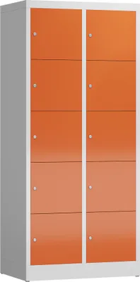 Produktbild von XL Schließfachschrank Fächerschrank 10 Fächer 1800 x 800 x 500 mm, lichtgrau/rot X-523524