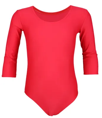 Produktbild von Aquarti Mädchen Ballett Trikot 3/4 Arm Gymnastik Ballettanzug, Farbe: Rot, Größe: 134