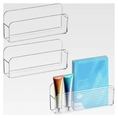 Produktbild von 3 Stück Wandmontierter Aufbewahrungs-Organizer, ohne Bohren, transparente Aufbewahrungsbox für Badezimmer und Schlafzimmer