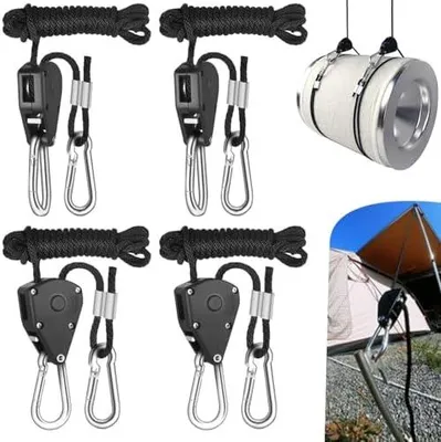 Produktbild von Ratschenaufhänger Schwerlast, 1/8 Zoll verstellbare Seilratsche mit Haken 2 m | Seilspanner für Sonnensegel, Pflanzen, Ventilatoren und Lichter