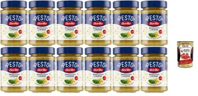 Produktbild von Barilla Pesto Basilico e Limone, Italienische Basilikum-Zitronen Sauce, 12 x 190g, + Italian Gourmet polpa 400g