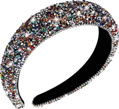Produktbild von Strass Stirnband Bling Kristall Haarreifen Glitzer Glitzer Dick Gepolstertes Haarband Diamant Perlen Stirnband Mode Haarschmuck für Frauen Mädchen