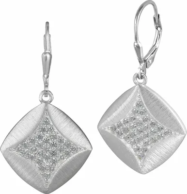 Produktbild von SilberDream Ohrhänger für Damen Silber weiß Quadrat Zirkonia Ohrringe SDO362M