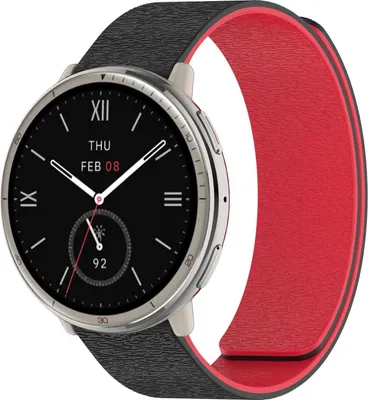 Produktbild von Für Amazfit Active 2 / Active 2 Square Design Silikon Soft Magnetisches Armband Schwarz / Rot