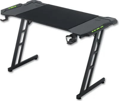Produktbild von LARS360 160 x 60cm Gaming Schreibtisch Gaming Schreibtisch mit RGB LED - Kopfhörerhaken und Getränkehalter Schwarz Computertisch Bürotisch Gamer Tisch Bis 150KG