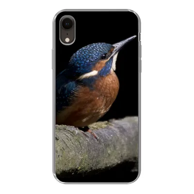 Produktbild von MuchoWow® Handyhülle Schutzhülle Hülle für iPhone XR Eisvogel - Zweig - Federn - Schwarz Silikon Softcase Handy Hülle - Schutzdeckel