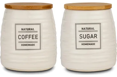 Productafbeelding van Sada van 2 porseleinen potten voor koffie en suiker - 780 ml, hoogte 12,5 cm