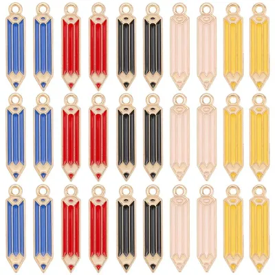 50er Set Bleistift-Charms, 5 Farben, Legierung, DIY Schmuck
