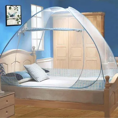 Image de Moustiquaire de voyage 100 x 200 cm, bleue, tente pliable