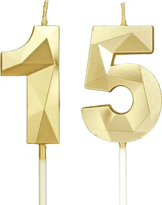 Immagine prodotto di Candeline dorate per torta, numero 15