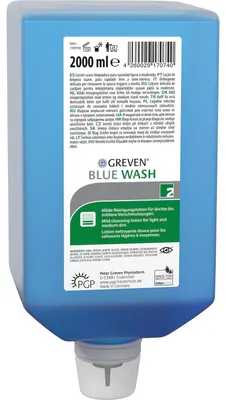 Produktbild von Greven Blue Wash Hautreinigungslotion Waschlotion Duschgel für Haut und Haare, bei leichten bis mittleren Verschmutzungen, 2 L Flasche