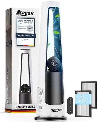 Image de Ventilateur colonne 4Fresh avec filtre HEPA H13, 12 vitesses, minuterie 12 heures, 40 W - Blanc
