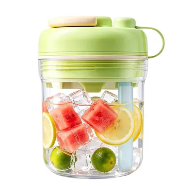 Produktbild von 2-in-1 Eiswürfel Flasche mit Strohhalm, Silikon Eiswürfelbereiter Trinkflasche, auslaufsicher, Grün