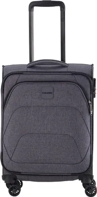 A studio shot of a carry-on suitcase.