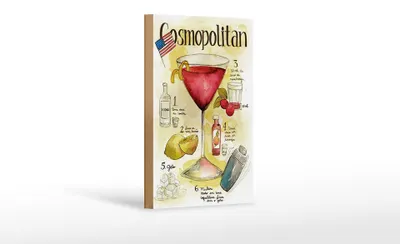 Produktbild von Holzschild Rezept 12x18cm Cosmopolitan Cocktail Recipe
