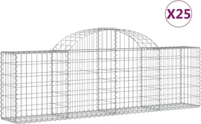 Obrázok produktu pre vidaXL Gabiony s vysokým oblúkom 25 ks 200x30x60/80 cm Pozinkované železo