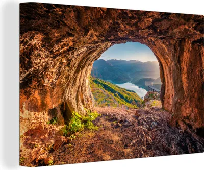 Obrázok produktu pre OneMillionCanvasses® - Plátno - 140x90 cm, Jaskyňa - Hora - Krajina - Príroda, Nástenná umelecká dekorácia - Fotografia na plátne - Obraz na drevenom ráme