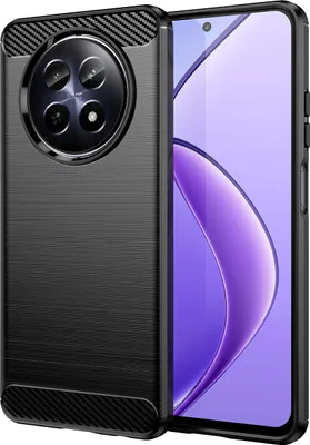 Produktbild von Hülle für Realme 12 5G Carbon-Faser Weich TPU Silikon Stoßfest Handyhülle Schwarz