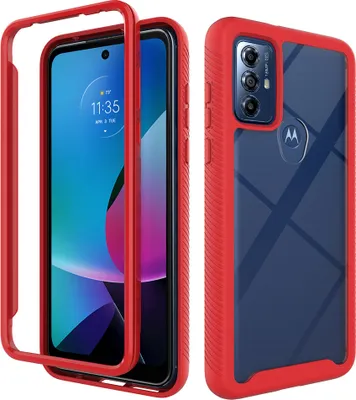 Produktbild von Moto G Play 2023 Hülle, Hybrid Transparente Rückseite TPU Bumper Stoßfest Schutzhülle für Motorola Moto G Play (2023) Rot