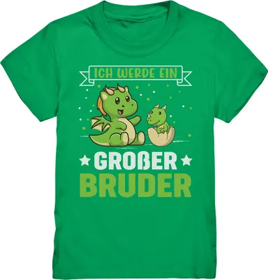 Produktbild von Ich werde ein Großer Bruder Dino Shirt – Kelly Green / 110/116 (5-6)