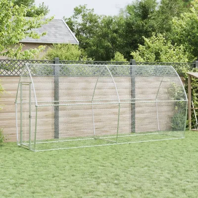 Produktbild von vidaXL Hühnerk?fig Silbern 400x105x182 cm Verzinkter Stahl