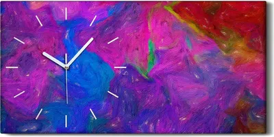 Produktbild von Wandkunst Leinwand Bild Uhr Geräuschlos 60x30 Malerei Abstrakte Kunst Bunt - weiße Hände