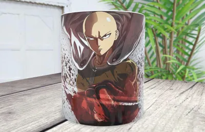 Productafbeelding van Saitama Mug - 350 ml - Wit met splattermotief