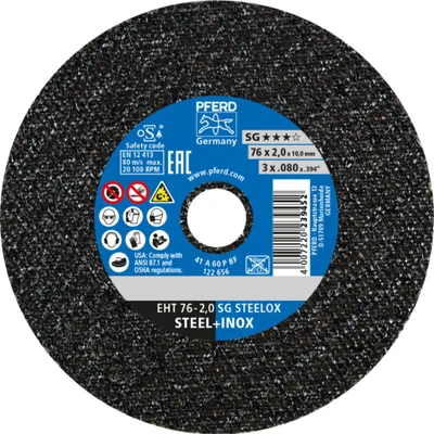 Produktbild von Pferd Freihand-Trennscheibe Durchmesser 76mm Scheiben-S.2,1mm Bohrungs-Durchmesser 10mm Körnung 46 - 65508021