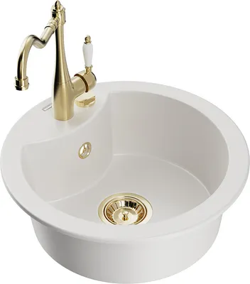 Produktbild von Mexen Diego 1-Becken-Granit-Spüle mit Mischbatterie Carla, Weiß - 6512-20-670700-50