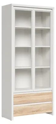 Produktbild von Geschirrschrank Soren mit 2 Schubladen und 2 Türen, Holzoptik und Weiß, 200.5cm