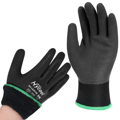 Produktbild von Winterarbeitshandschuhe, wasserdicht, wärmend, Montagehandschuhe mit Grifffläche, doppellagige, isolierte Nylonhandschuhe, schwarz (1, XL)