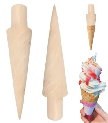 Productafbeelding van Set van 2 houten wafelvormers voor ijshoorntjes