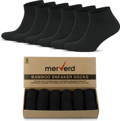Produktbild von merVerd 6 Paar Bambus Socken Sneaker Damen und Herren Antibakteriell Antigerucht