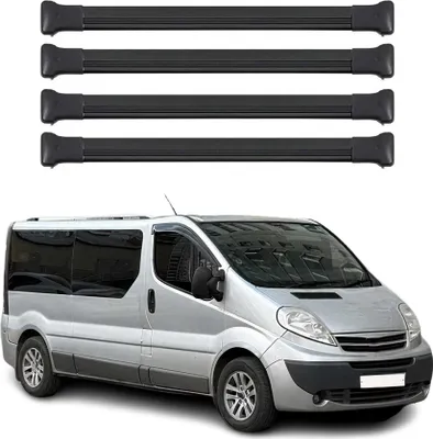 Image de Barres de toit transversales pour Nissan Primastar 2001-2014 en Alu noir