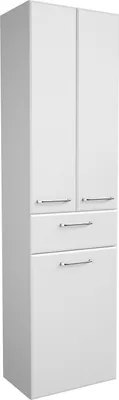 Produktbild von Hochschrank - Weiß Hochglanz - B 50 cm - 2 Türen - 1 Schublade - 1 Wäschekippe
