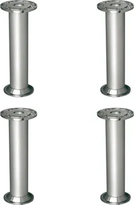 Produktbild von GTV - Möbelfüße D-868, Hochwertiger Fuß aus Aluminium, Kunststoffschieber, Schraubmontage, Durchmesser Montageplatte: 54 mm, Höhe: 150 mm, Farbe: Aluminium - 4 Stück