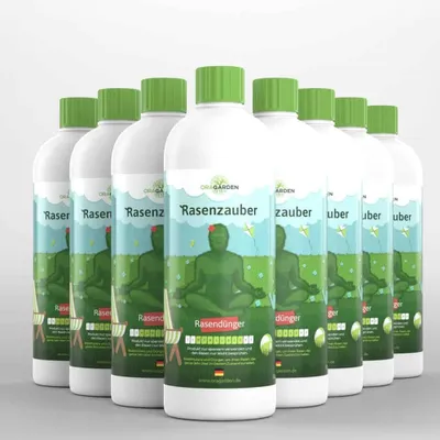 Produktbild von OraGarden Rasenzauber – Flüssiger Rasendünger 500 ml im Jahrespack mit 8 Flaschen