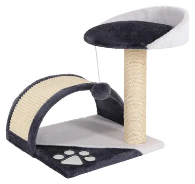Produktbild von lionto Kratzbaum Klein mit Plüschball & viel Sisal, Höhe 43 cm, Grau/Weiß