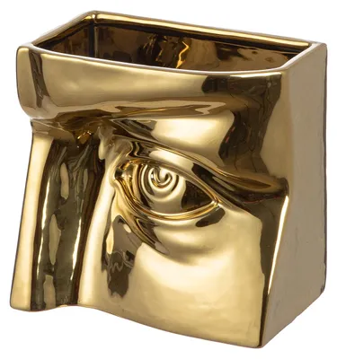 Produktbild von Gilde Vase, Auge, "Volto", Keramik, goldfarben, VE 3, L. 10 cm, B. 16 cm, H. 16 cm