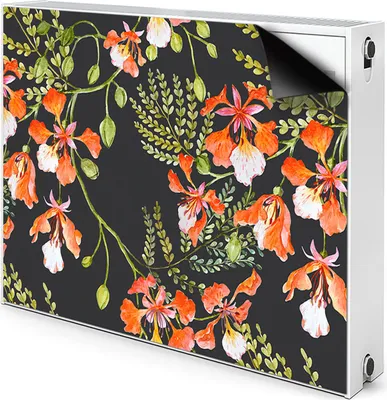 Produktbild von Magnet Heizkörperabdeckung Heizkörperverkleidung Verkleidung Abdeckung 110x60 cm  - Rote Blumen