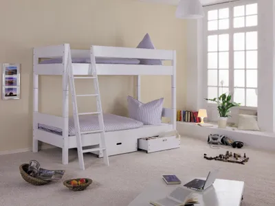 Produktbild von Relita - Etagenbett Stefan Buche massiv 90x200cm, weiß lackiert