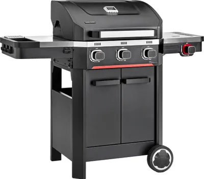 Produktbild von HAMSON Mercury 3T Gasgrill mit 3 Brennern | Emaillierte Gussgrillroste, Warmhalterost | Mit Seitenbrenner, Deckelthermometer und Flaschenöffner